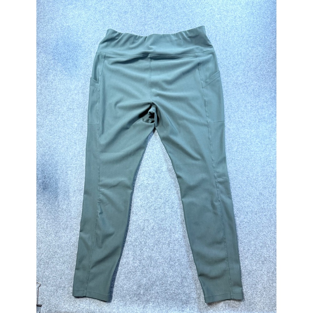 32 Degrees Cool Womens XXL Ribbed Leggings Dark Green High Rise Activewear - Picture 2 of 8